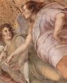 Raffael: Stanza della Segnatura im Vatikan f�r Papst Julius II., Wandfresko: Verherrlichung (Disputa) des Hl. Altarssakraments, Detail: Engel (rechts, oberhalb des Thrones der Hl. Dreifaltigkeit)