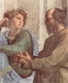 Raffael: Stanza della Segnatura im Vatikan f�r Papst Julius II., Wandfresko: Die Schule von Athen, Detail: Sokrates und Xenophon