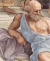 Raffael: Stanza della Segnatura im Vatikan f�r Papst Julius II., Wandfresko: Die Schule von Athen, Detail: Diogenes