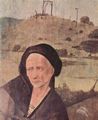 Bosch, Hieronymus: Heuwagen, Triptychon, Au�enseite: Der Pilgerweg des Lebens, Detail: Pilger