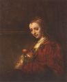 Rembrandt Harmensz. van Rijn: Portr�t einer Frau mit roter Nelke