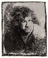 Rembrandt Harmensz. van Rijn: Selbstportr�t in lauernder Haltung