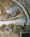 Raffael: Stanza della Segnatura im Vatikan f�r Papst Julius II., Wandfresko: Verherrlichung (Disputa) des Hl. Altarssakraments, Ausschnitt rechts