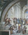 Raffael: Stanza della Segnatura im Vatikan f�r Papst Julius II., Wandfresko: Die Schule von Athen, Ausschnitt links