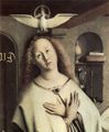 Eyck, Jan van: Genter Altar, Altar des Mystischen Lammes, Au�enseiten der Fl�gel, mittlere �u�ere Szene: Jungfrau der Verk�ndigung, Detail: Maria und Heilige Geist (Taube)