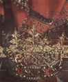 Eyck, Jan van: Genter Altar, Altar des Mystischen Lammes, obere mittlere Haupttafel, Szene: Thronender Gottvater, Detail: Krone und Gewand