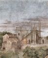 Raffael: Stanza della Segnatura im Vatikan f�r Papst Julius II., Wandfresko: Verherrlichung (Disputa) des Hl. Altarssakraments, Detail: Architektur und Landschaft im Hintergrund