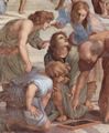 Raffael: Stanza della Segnatura im Vatikan f�r Papst Julius II., Wandfresko: Die Schule von Athen, Detail: Euklid (Bramante) und Sch�ler