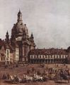 Canaletto (II): Ansicht von Dresden, Der Neumarkt in Dresden vom J�dischen Friedhof aus, mit Frauenkirche und Altst�dter Wache, Detail