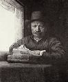 Rembrandt Harmensz. van Rijn: Selbstportr�t, zeichnend