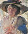 Corinth, Lovis: Frau mit Rosenhut