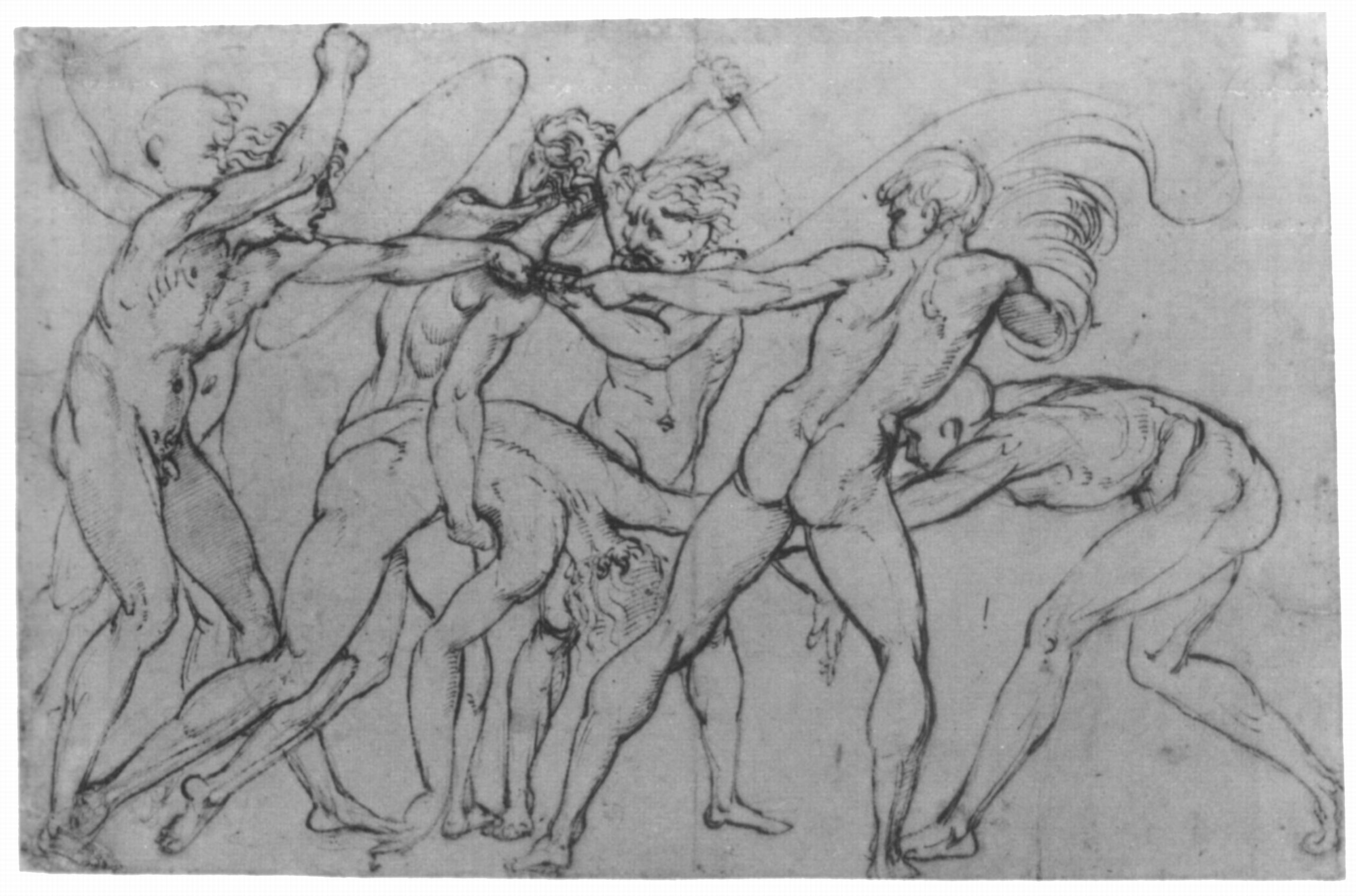 Graphic drawing of orgy from rome