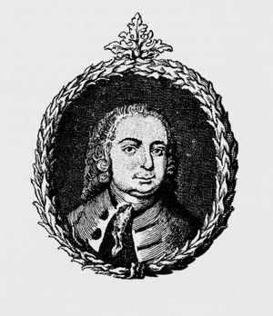 Johann Christian G�nther (Stich von Philipp, in der 6. Auflage der Gedichte, Breslau und Leipzig 1756)