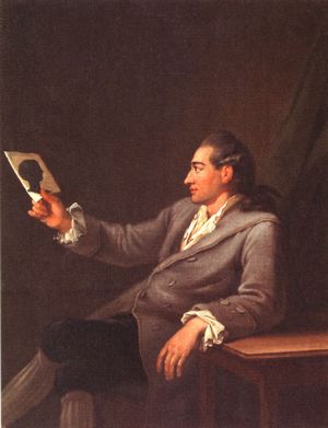 Johann Wolfgang von Goethe, eine Silhouette betrachtend (Gem�lde von Georg Melchior Kraus, 1775) 