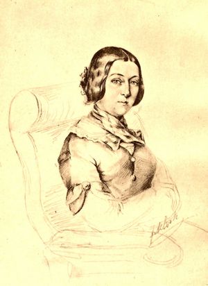 Ida Gr�fin Hahn-Hahn (Zeichnung von F. von Klock, um 1838)