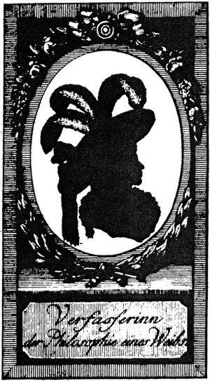 Marianne Ehrmann (Schattenri�, aus: Marianne Ehrmann: Kleine Fragmente f�r Denkerinnen, Isny 1789)