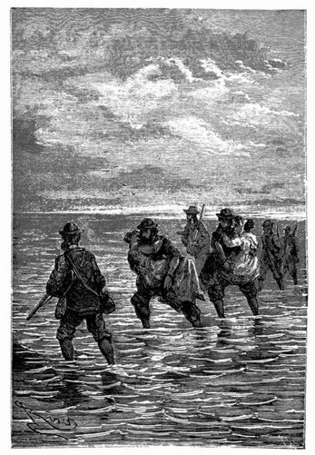 Die reisenden Damen werden an's Land getragen. (S. 568.)
