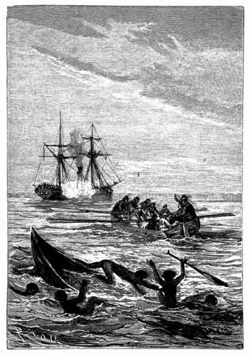 Eine Kanonenkugel zerschmetterte die Pirogue. (S. 663.)