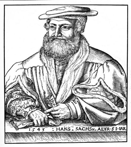 Hans Sachs im Alter von 51 Jahren (Holzschnitt von Hans Brosamer)