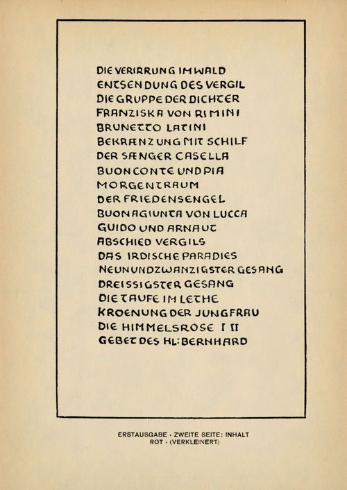 Erstausgabe � Zweite Seite: Inhalt rot � (Verkleinert) (GAW 10/11, S. 222)