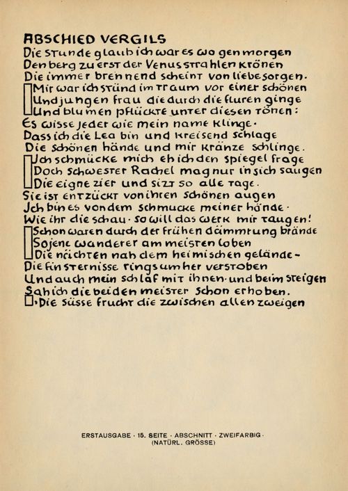 Erstausgabe � 15. Seite � Abschnitt � Zweifarbig ⋼ (Nat�rl. Gr�sse) (GAW 10/11, S. 227)