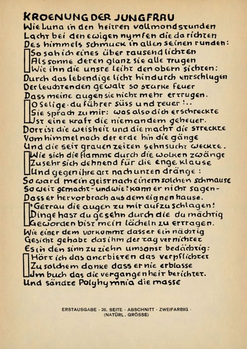 Erstausgabe � 26. Seite � Abschnitt � Zweifarbig ⋼ (Nat�rl. Gr�sse) (GAW 10/11, S. 228)