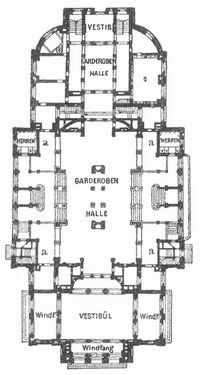 Garderobenanlage (a) des neuen Gewandhauses in Leipzig.