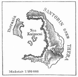 K�rtchen des Santorin-Archipels vor den Vulkanausbr�chen 1866.