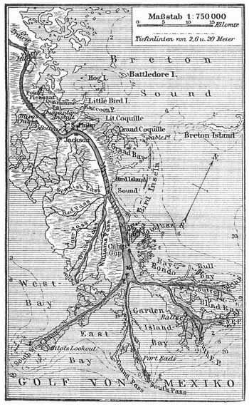Die M�ndungen des Mississippi.