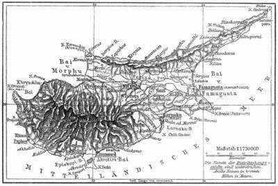 Karte der Insel Cypern.