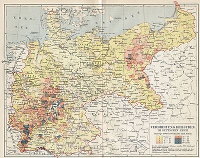 Verbreitung der Juden im Deutschen Reich.