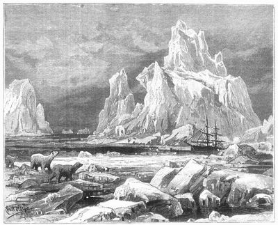 Fig. 1. Land- und Meereis in der Davis-Stra�e. (Nach Pechuel-Loesche.)