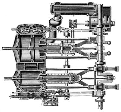 18. Grundri� (Schnitt). 17 u. 18. Schr�g liegende Schiffmaschine (Compound-Receivermaschine).