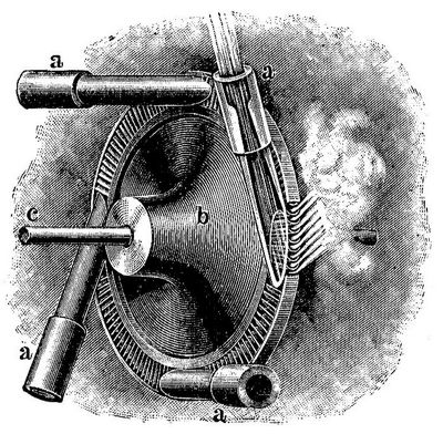 21. Laufrad und D�sen einer de Lavalschen Dampfturbine.