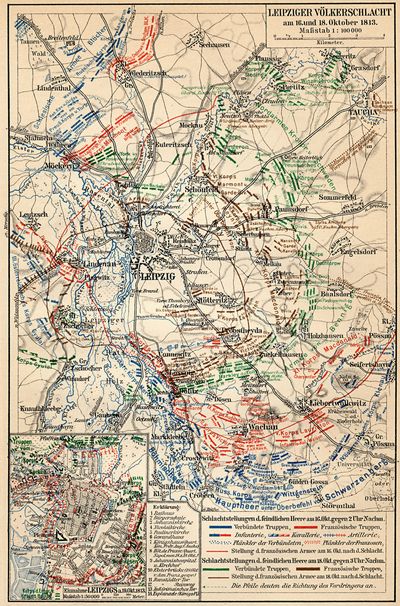 Leipziger V�lkerschlacht am 16. und 18. Oktober 1813.