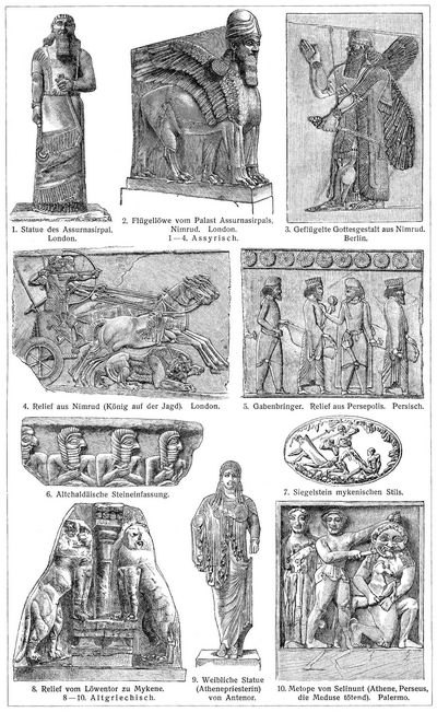 Bildhauerkunst II. Orientalische und altgriechische Bildnerei.