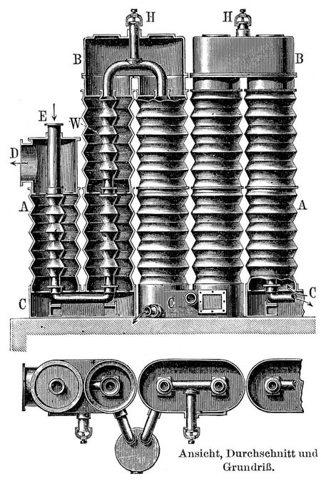 6. Mohrscher K�hler. Ansicht, Durchschnitt und Grundri�.