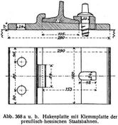 Abb. 368 a u. b. Hakenplatte mit Klemmplatte der preu�isch-hessischen Staatsbahnen.