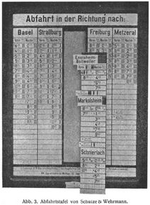 Abb. 3. Abfahrtstafel von Schulze & Wehrmann. 