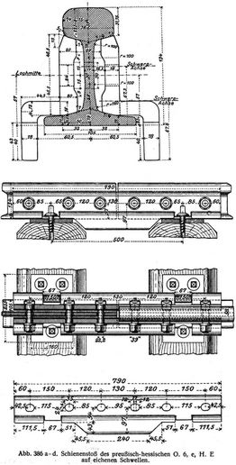 Abb. 386 ad Schienensto� des preu�isch-hessischen O. 6, e, H. E auf eichenen Schwellen.