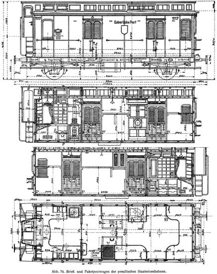 Abb. 74. Brief- und Paketpostwagen der preu�ischen Staatseisenbahnen.
