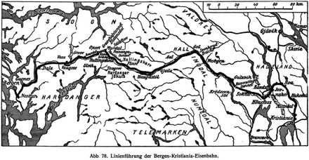 Abb. 78. Linienf�hrung der Bergen-Kristiania-Eisenbahn.