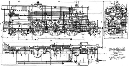 Abb. 199. 1 C 24 v-Hei�dampf-Schnellzuglokomotive der �sterreichischen Staatsbahn.