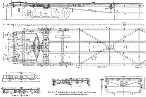 Abb. 43 af. Untergestell der 4achsigen Schlaf- und Speisewagen der Internationalen Schlafwagengesellschaft.